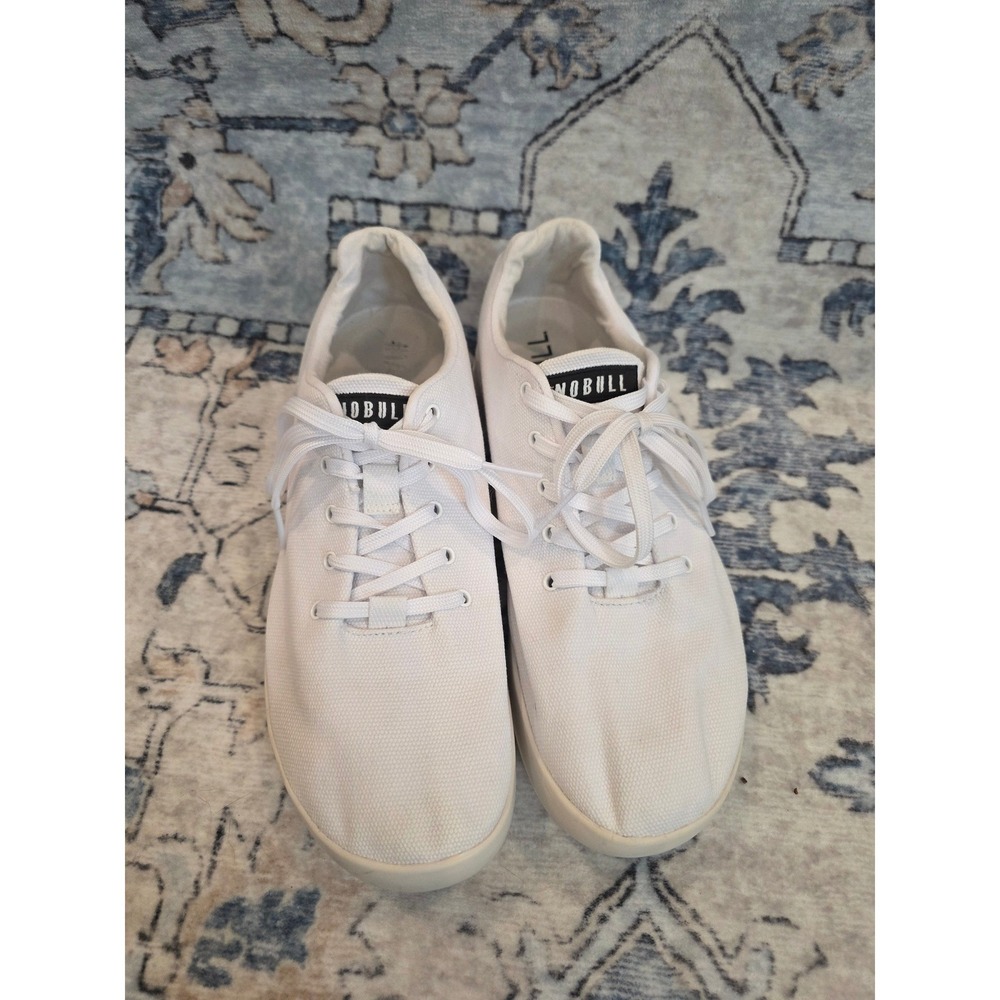 NOBULL Men's 10.5 Women's 12 Classic White Trainer Canvas Athletic Sneaker